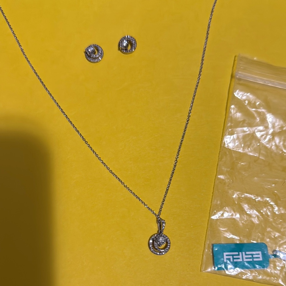 Effy Elegant Silver Necklace and Earring Set